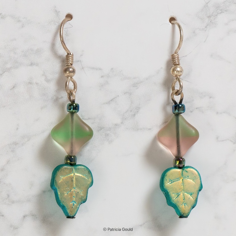 New - EA44 - Earrings - Czech glass beads, sterling silver wires - one of a kind